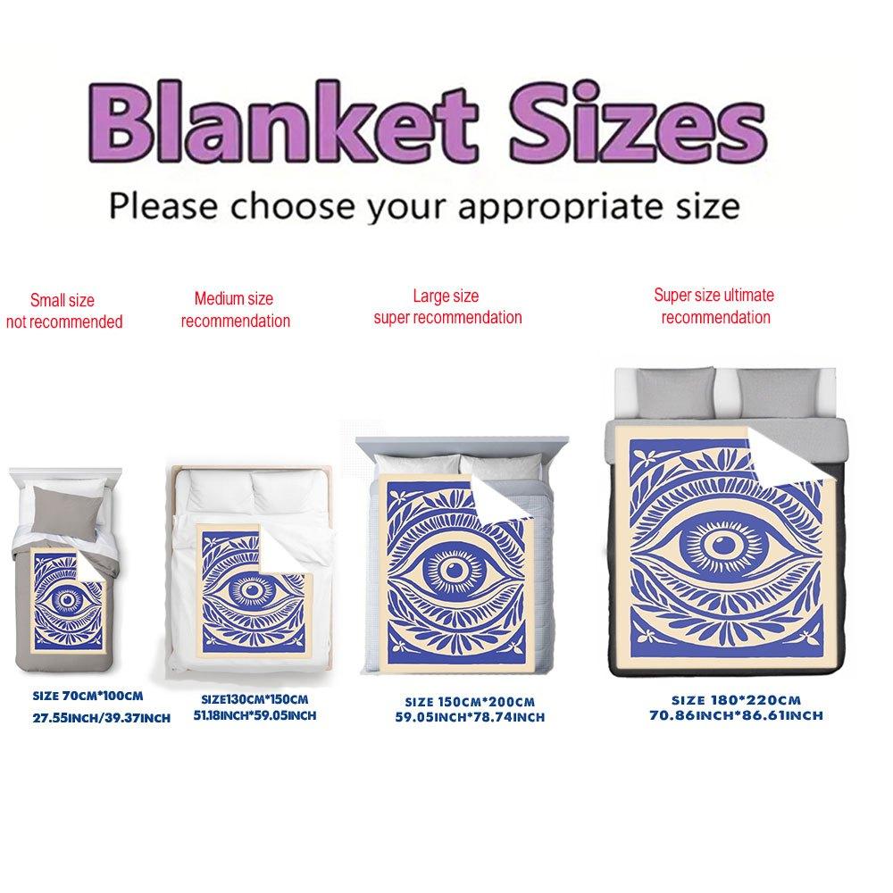 Blue Evil Eye Pattern Flannel Throw Blanket Soft Cozy Fleece For Home Office Sofa All Season Gift 150X200Cm 59X79In