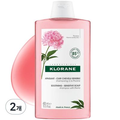 Klorane Pfingstrose Empfindliche Kopfhaut Shampoo, 400ml, 2 Stück