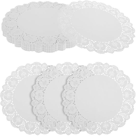 100 Pcs Paper Doilies, 13.4 inch Round Disposable Lace Paper Place Mats Placemat, Decorative Table Pad for Food Cakes Crafts Party Weddings Tableware