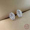 925 Sterling Silver Electroplated 18K Gold Oval Zircon Earrings for Women Fashion Temperament Jewelry Gift