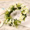 Artificial Daisy Wreath 35cm Diameter Faux Flower Wreath Spring Home Decoration for Door Wall Yellow