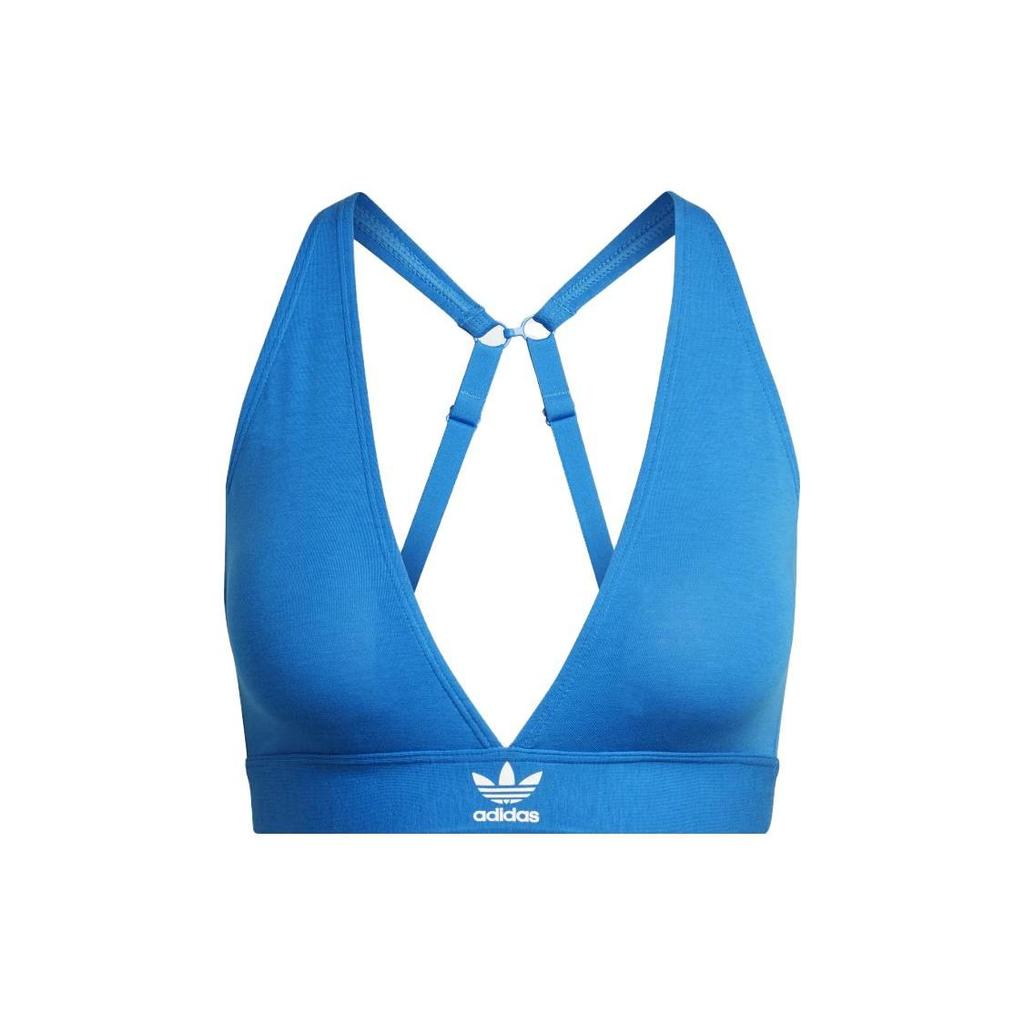 Adidas Originals Solid Logo Triangle Bra Women Underwear Blue GB1180