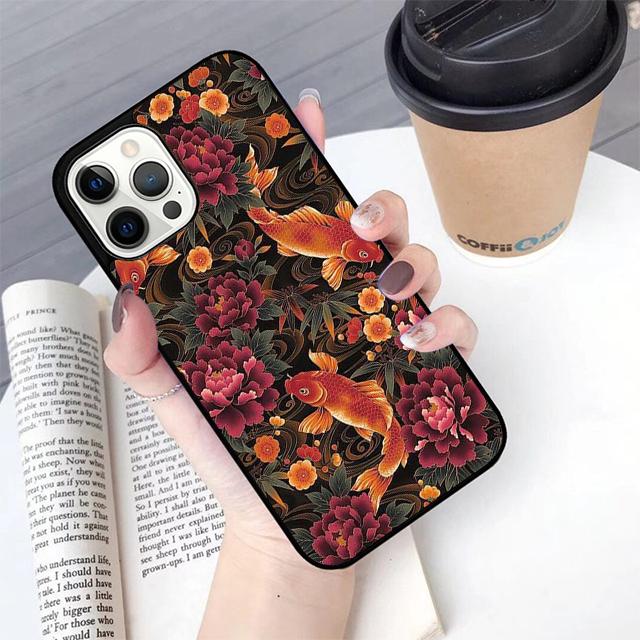 Koi Carp Fish Japanese Skull Tattoo Phone Case Cover for iPhone 17 Air 16 16e 15 12 11 13 14 Pro Max Apple Plus