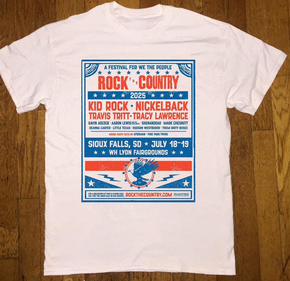 NEW Kid Rock Rock the Country Festival T Shirt White All Size Unisex T-Shirt XXL