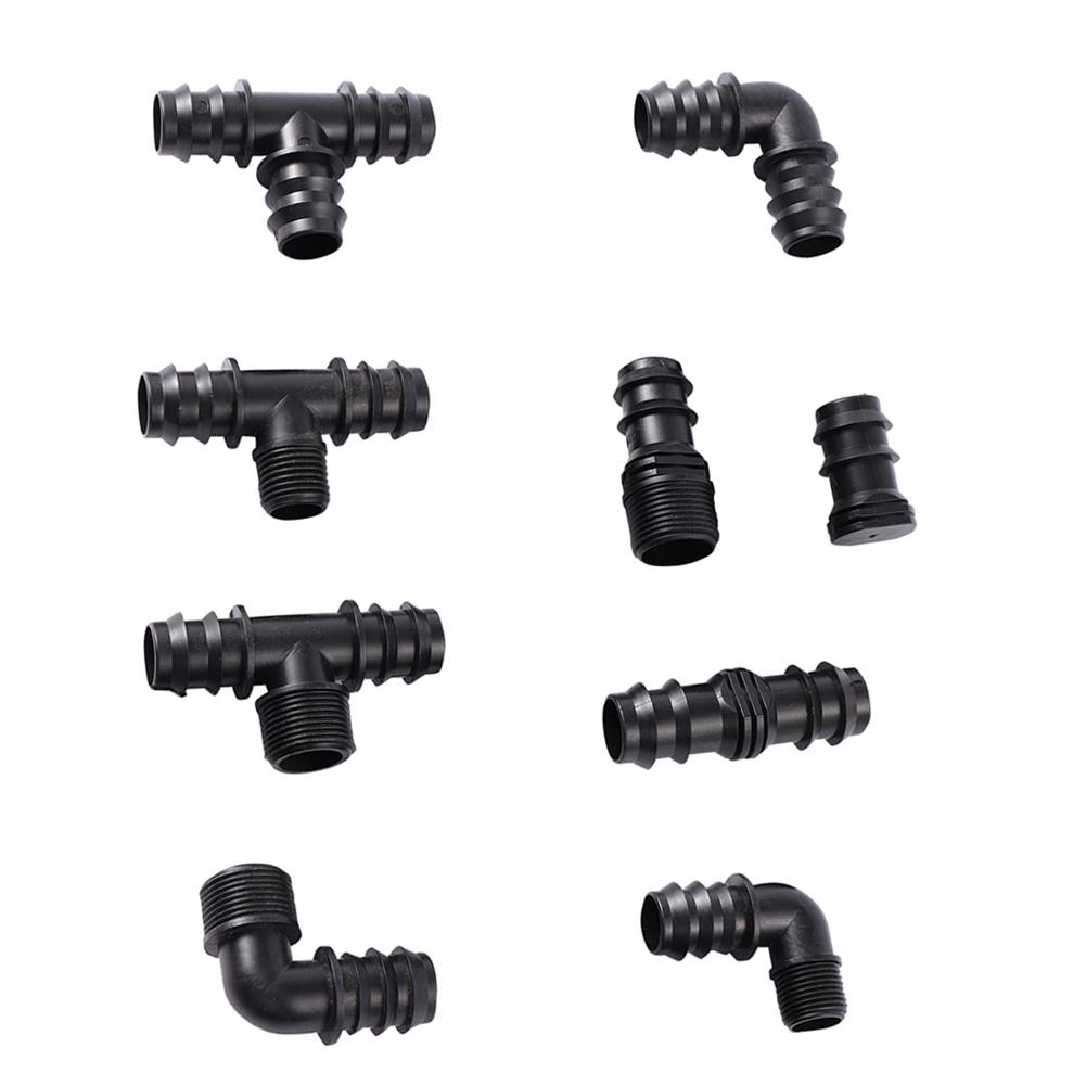 10Pcs DN25 1/2" 3/4" Male Thread PE Pipe 3-Way Elbow Straight Barb Connector Garden Pipe Hose Connector Watering System Joints