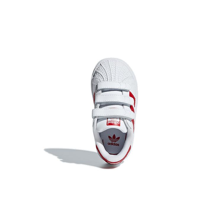 Adidas Originals SUPERSTAR CF Synthetic Leather Comfortable Slip Resistant Low top Toddler Shoes White Red Baby CG6639