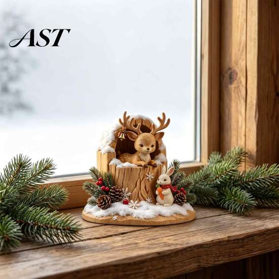 Fox Themed Sculptures Fairy Tale Little Boy and Wooden Figurine, Rustic Desktop Statue, Artistic Carved Wood Crafts Sculpture Ornament for Table Shelf