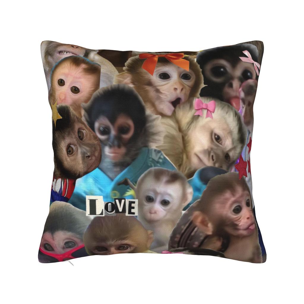 Funny Monkey Print Pillowcases  Kawaii Pillow Case For Living Room Sofa Graphic Pillow Cover
