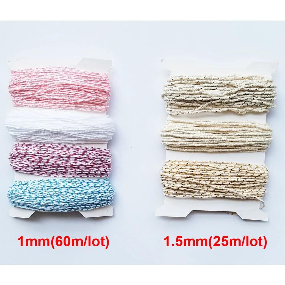 Colourful 1mm-2mm Cotton Twine Cords Macrame Rope String Thread Packing Decoration DIY