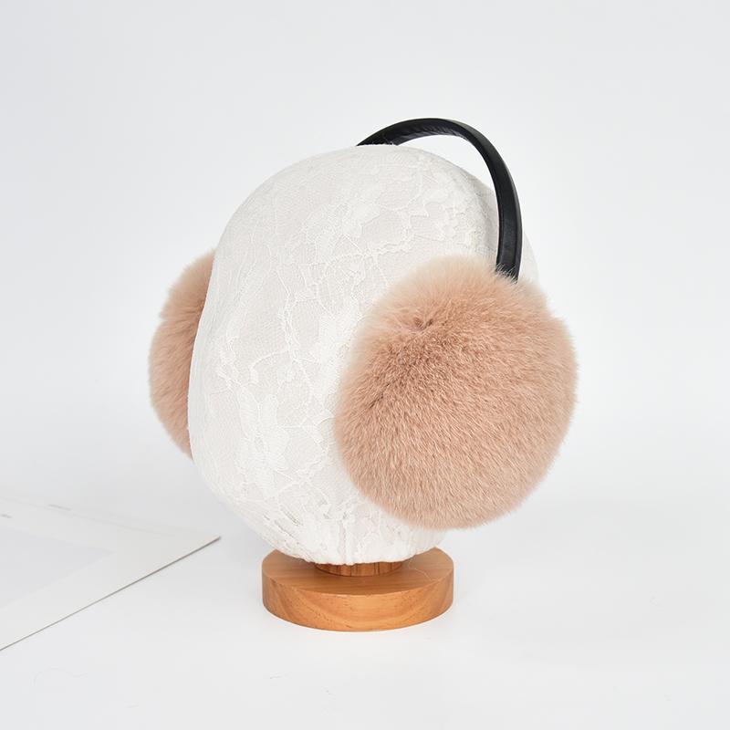 Factory Custom Fluffy Real Rex Rabbit Fur Ear Muffle Women's Winter Outdoor Warm Earmuffs Fashion Soft Earflap Ear Cover