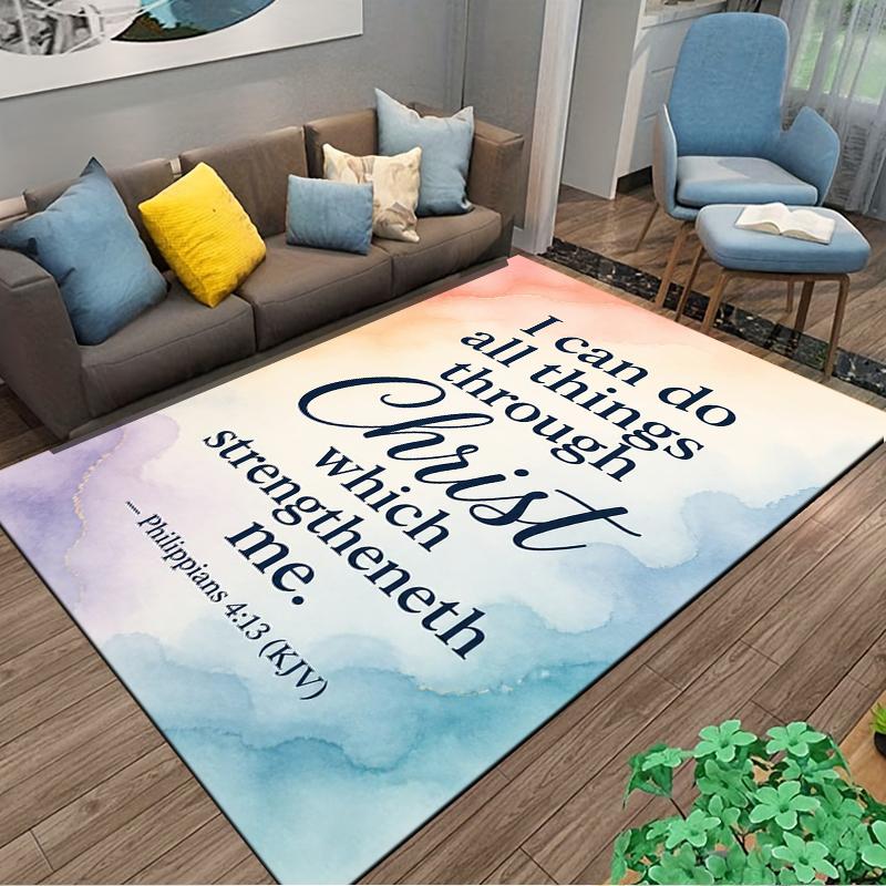 Philippians 4:13 Christian Carpet Non-slip Rug Suitable for Living Room and Bedroom Sofas