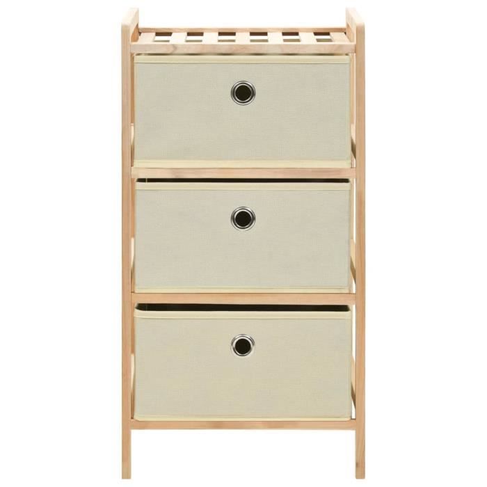 VidaXL Étagère de rangement 3 paniers non tissés Bois de cèdre Beige