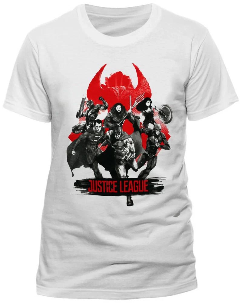 Official Justice League T Shirt Fight Superman Batman Flash Aquaman White Small S