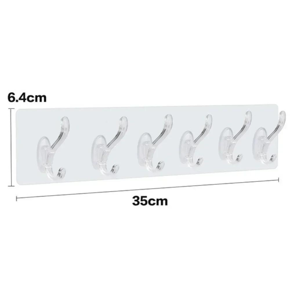 

Waterproof Multifunctional Kitchen Storage Organizer Transparent Six Rows Wall Hooks Strong чистый