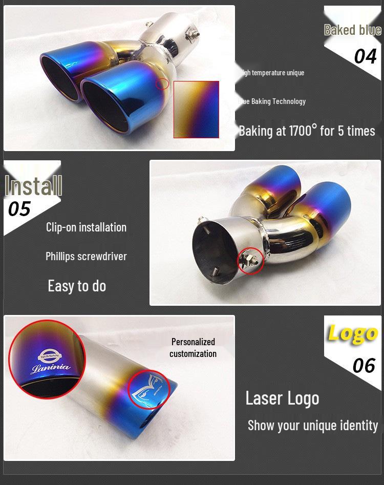 Tailpipe for IX35 Highlander, Sportage KX5, Sonata, 12CRV, Lexus SUV - Titanium Black Gold Finish