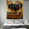 Custom Name Chicago Fire Wall Tapestry Aesthetic Wall Hanging Printed Fabric Blanket Decorative Tapestries for Bedroom Living Room Home Decor