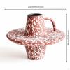 Artistic Geometric Vase Speckled with Loop Handle for Living Room, Coffee Table, Dried Flowers