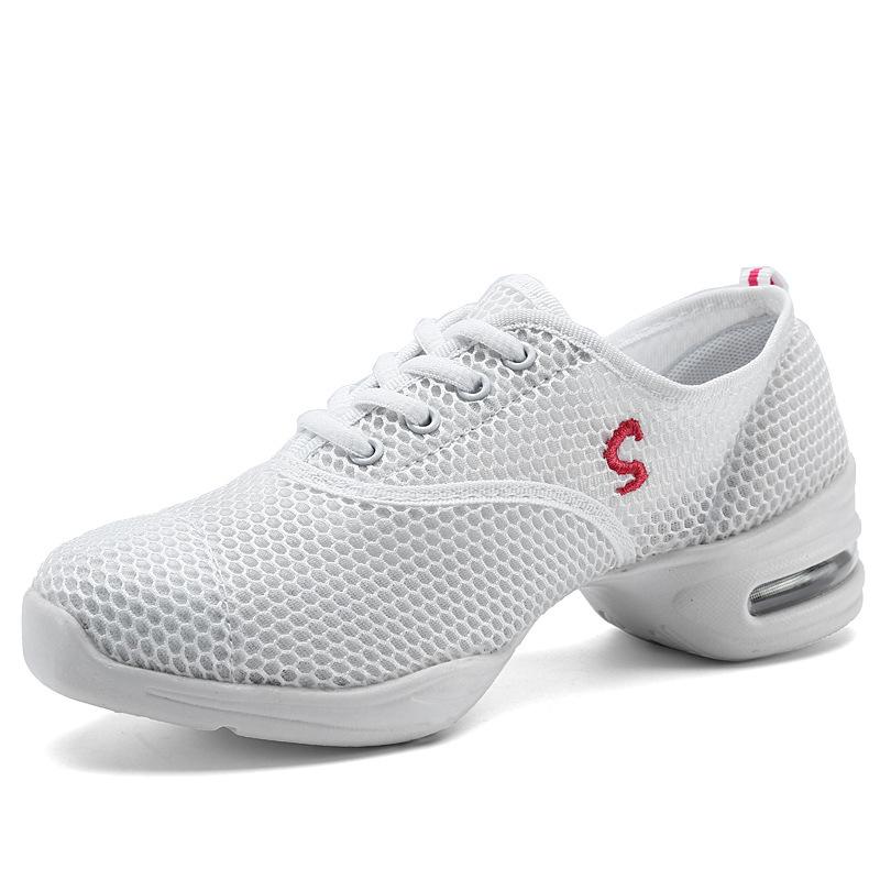 Nové taneční boty boty na čtverylku střední podpatek dámské síťované prodyšné fitness sportovní taneční boty