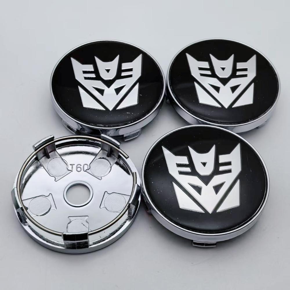 4pcs Optimus Prime & Megatron Decepticons Logo Emblem Car Wheel Center Caps 60MM 56MM Wheels Hub Cap Rim Hubcaps Cover Replace Transformers Badge&60MM&4pcs T60 Wheel Caps