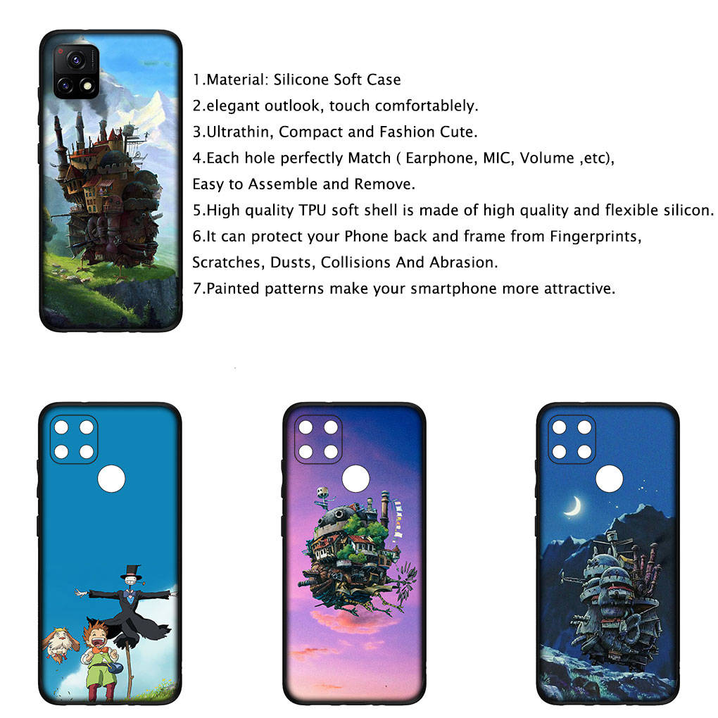 Kryt na iPhone 16 15 14 Xiaomi Redmi Note 13 12 11 Pro Max X 10 8 9 XR Samsung Galaxy S24 S23 A05 OPPO Pouzdro na telefon Huawei Howls Howl's Moving Castle