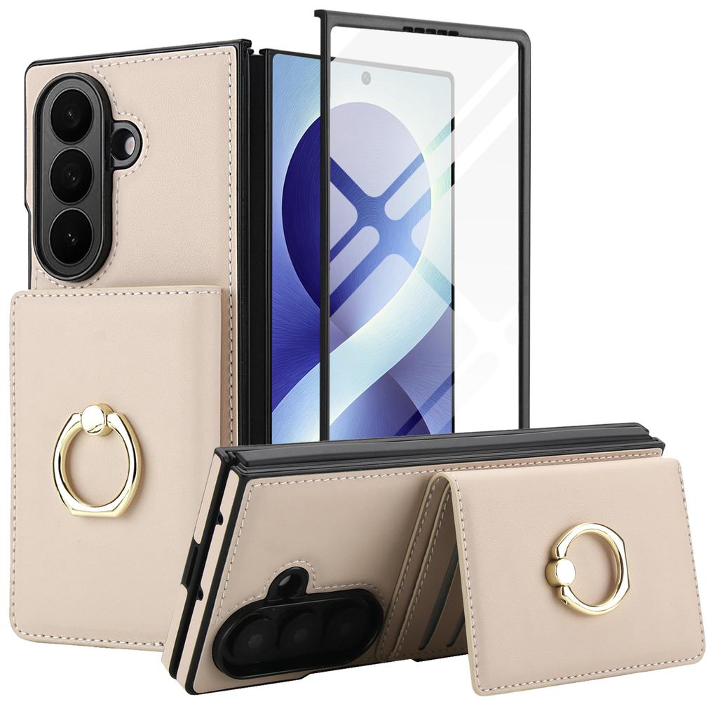For Samsung Galaxy Z Fold 8 Ultra Fold 7 6 5 4 3 Case, Flip Wallet Case with Card Holder Magnetic Closure Shockproof Kickstand
