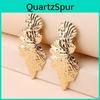 Metal Leaf Earrings With Gold Coating And Bold Design For Gift Giving