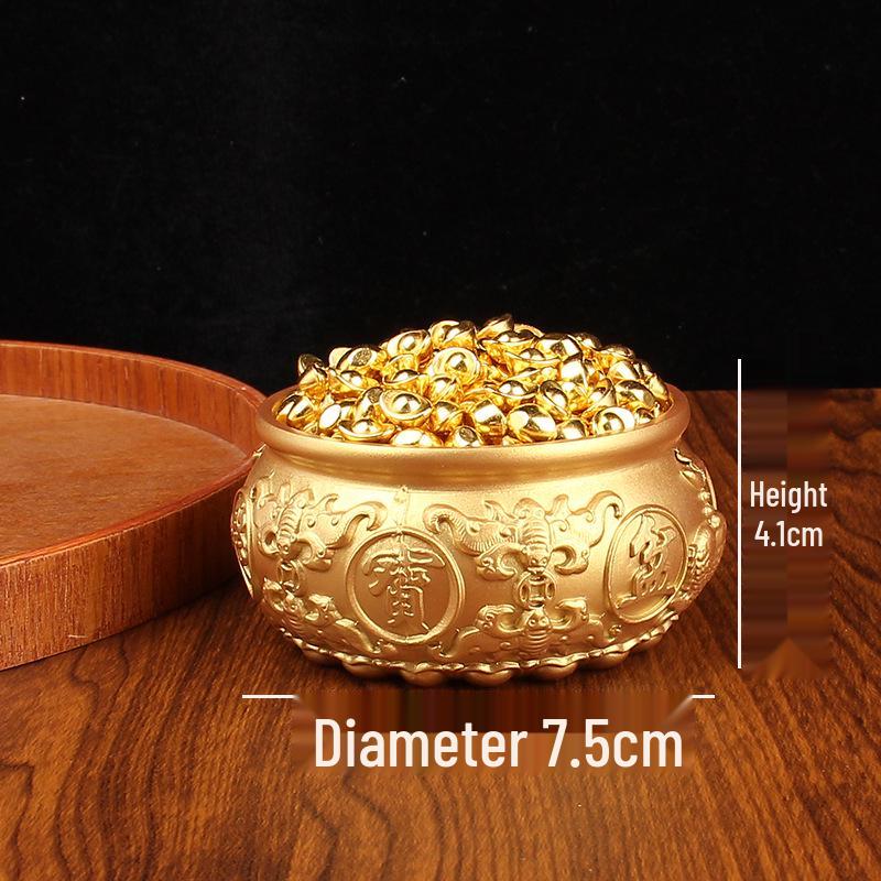 

Орнамент «Горшок богатства» из цельной латуни с маленькими золотыми слитками