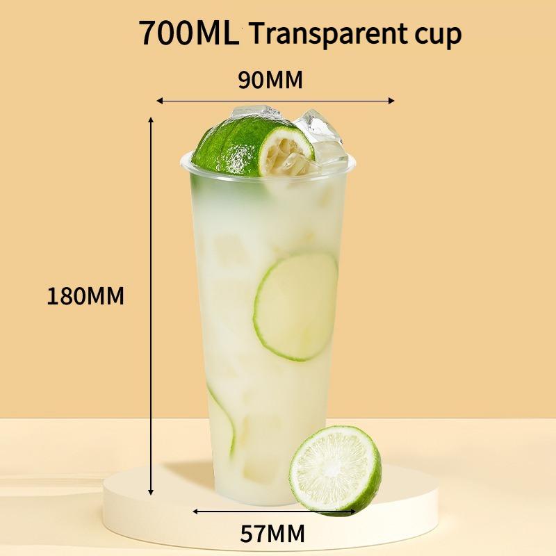 90mm Mouth Commercial PP Injection Cups  Disposable Milk Tea Cups with Lids Thickened High Transparent Plastic Drink CupsLarge Caliber Straws