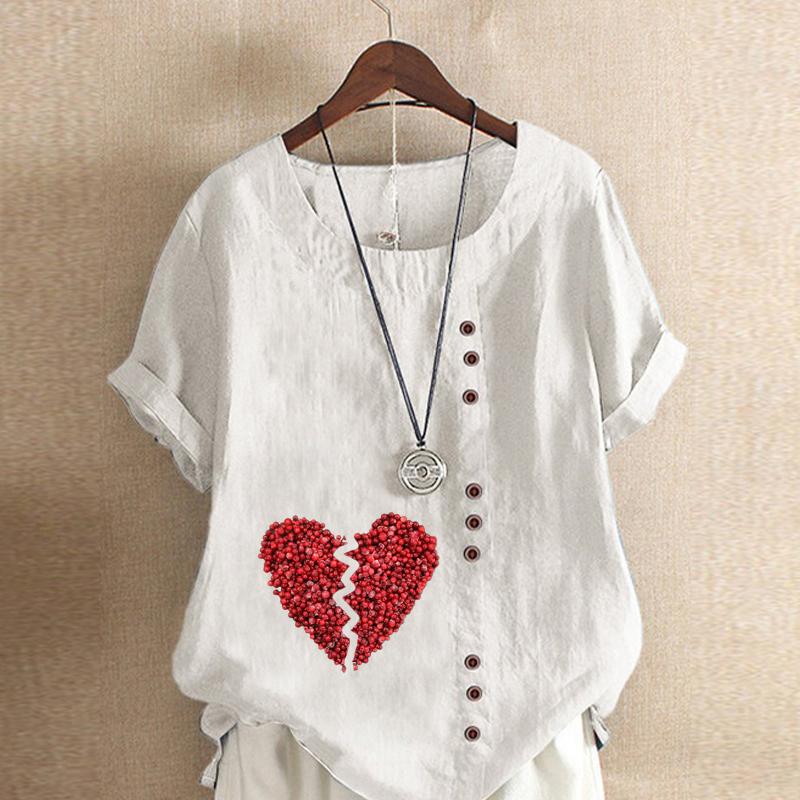 

Женская модная красная футболка с коротким рукавом с принтом «Любовь», свободная хлопковая рубашка, повседневная свободная летняя блузка, топы больших размеров 5XL белый