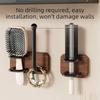Wall Mounted Wooden Comb Holder Self-Adhesive Bathroom Storage Rack Hair Rings Hanger  Hair Tie