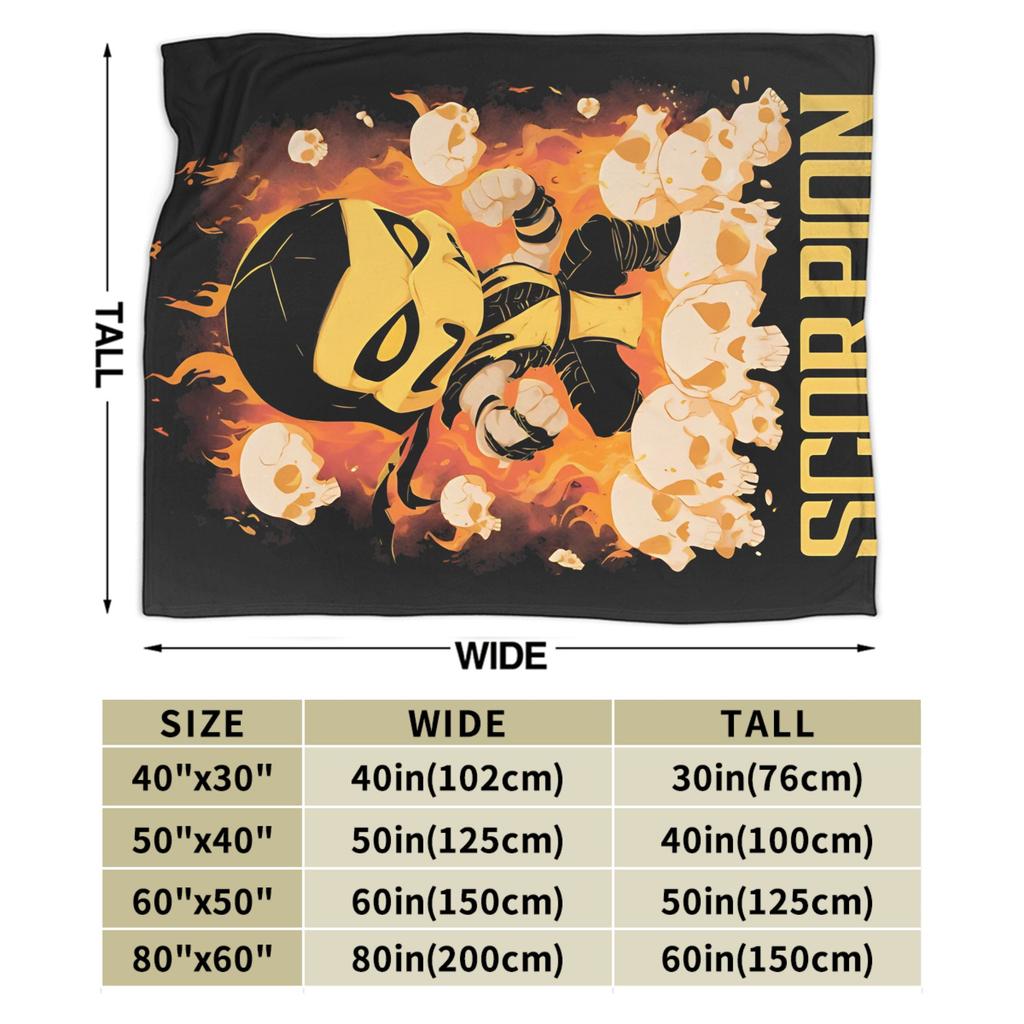 Cartoon Scorpion Mortal Kombat Flannel Blankets Funny Throw Blanket for Bed Sofa Couch 200x150cm Bedspreads