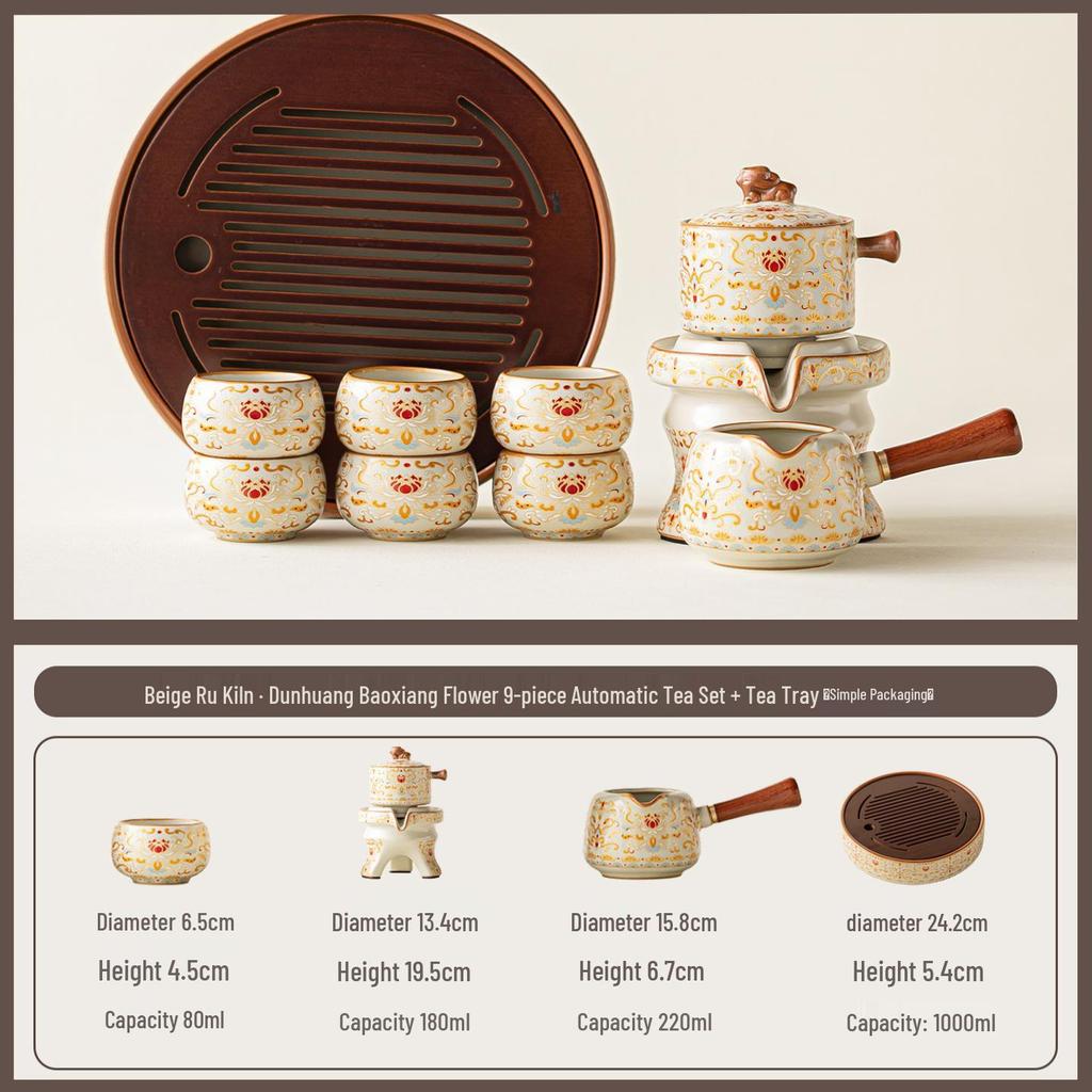 Dunhuang Automatic Tea Set: High-Grade Ru Kiln Brewing Artifact - Ideal Gift for Leaders, Elders, and Business Occasions