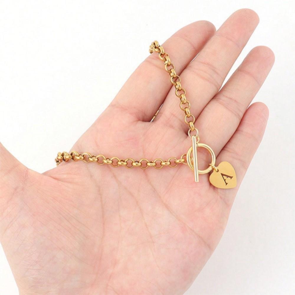 Stainless Steel 26 Letter Heart Shaped Pendant Necklace for Women Trendy All-match & Exquisite Jewelry for Birthday Gift