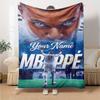 Mbappé Personalisierte Decke Geschenk Anpassbare Decke Weich & Gemütlich Vielseitig für Wohnzimmer Bett Büro Wohnzimmer Vier Jahreszeiten Universell