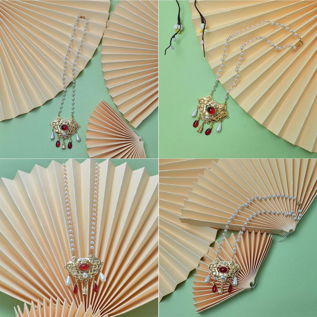 Vintage Chinese Necklace with Antique Bell Pendant Exquisite Traditional Necklace Inspired by Hanfu Fashion for Women