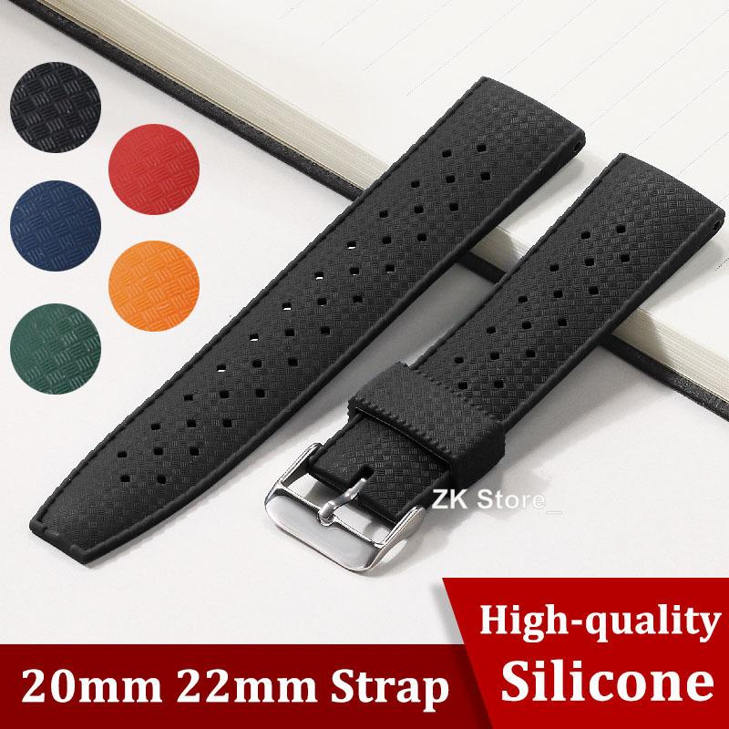 20mm 22mm Watchband Tropical Silicone Timepiece Straps Smart Watch Strap for Omega Watch Bracelet Black Green for Men Wristband