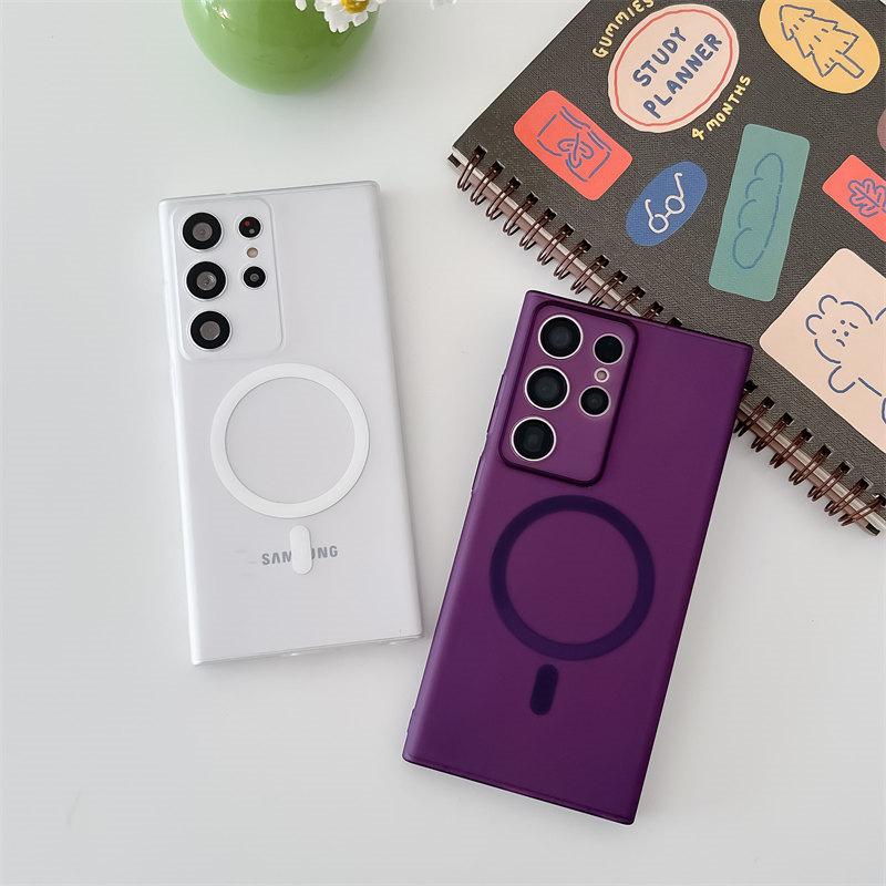 Luxury Ice Mist Magnetic Skin Sensitive Phone Case for Samsung S24 Ultra S23 Plus S22 All-inclusive Fall Protection Cover