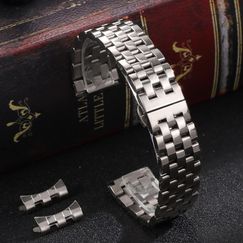 

18mm 20mm 22mm High Quality Solid Stainless Steel Strap Universal Watchband Curved End Wristband for Men for Tissot for Citizen 18mm срібний