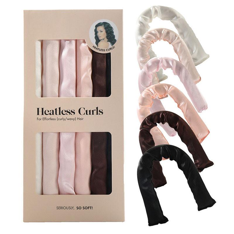 6pcs/Pack Satin Wrapped Heatless Curling Rods No Heat Hair Curlers Rollers Flexi Rods For Women Girls DIY Hair Curling Iron