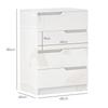 Modern and Minimal 4-Drawer Wooden Dresser, 60x40x85 cm, Glossy White