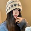 Windproof Pullover Hat Thickened Foldover Beanie Hat Fashion Jacquard Knitted Hat