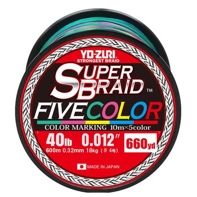 YO-ZURI PE Line Super Braid Five Colors, 660 YDS, 40 Lbs, 5 Colors