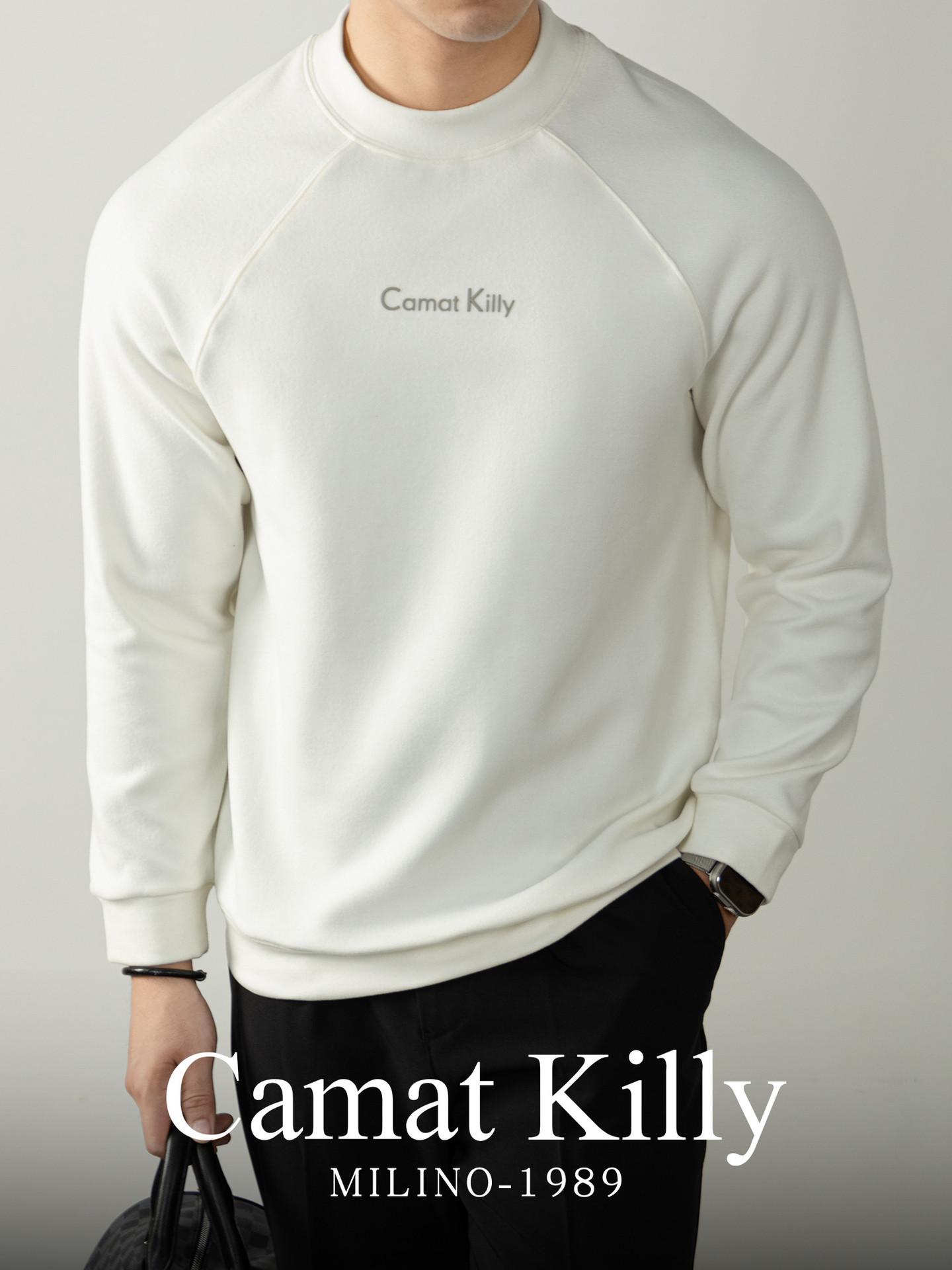 

Camat Killy Men s Thickened Twill Raglan Sleeve Hoodie - High-End Quality, Warm for Autumn/Winter L білий