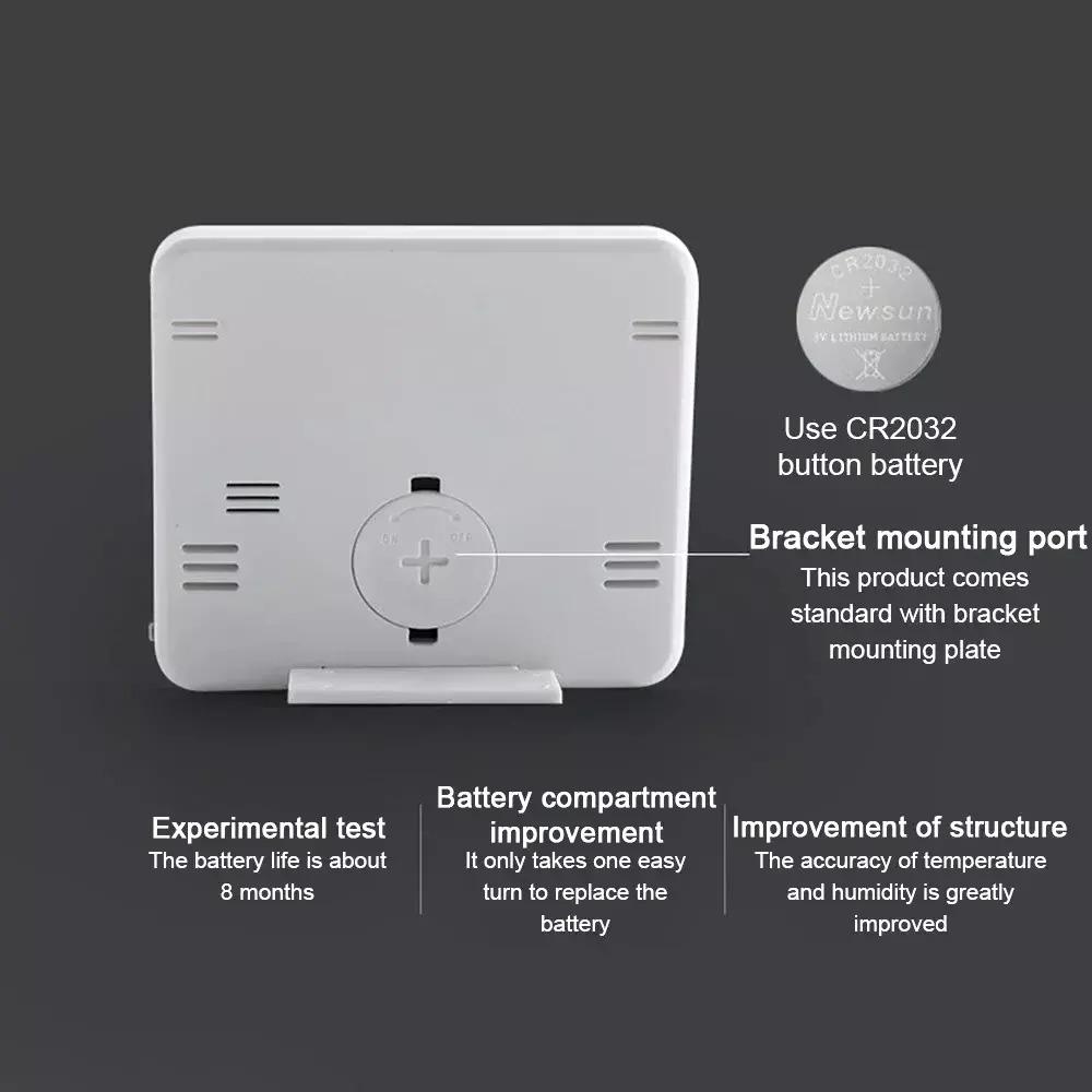 New White Indoor Thermometer Electronic Plastic Digital Clock Automatic Multifunction LCD Thermometer