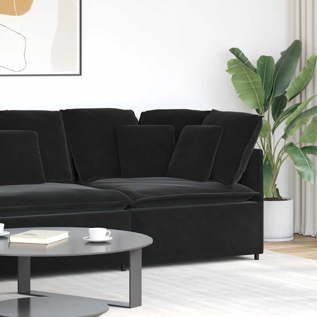 Modular Sofa Corner Module with Cushions Black 100 Cm
