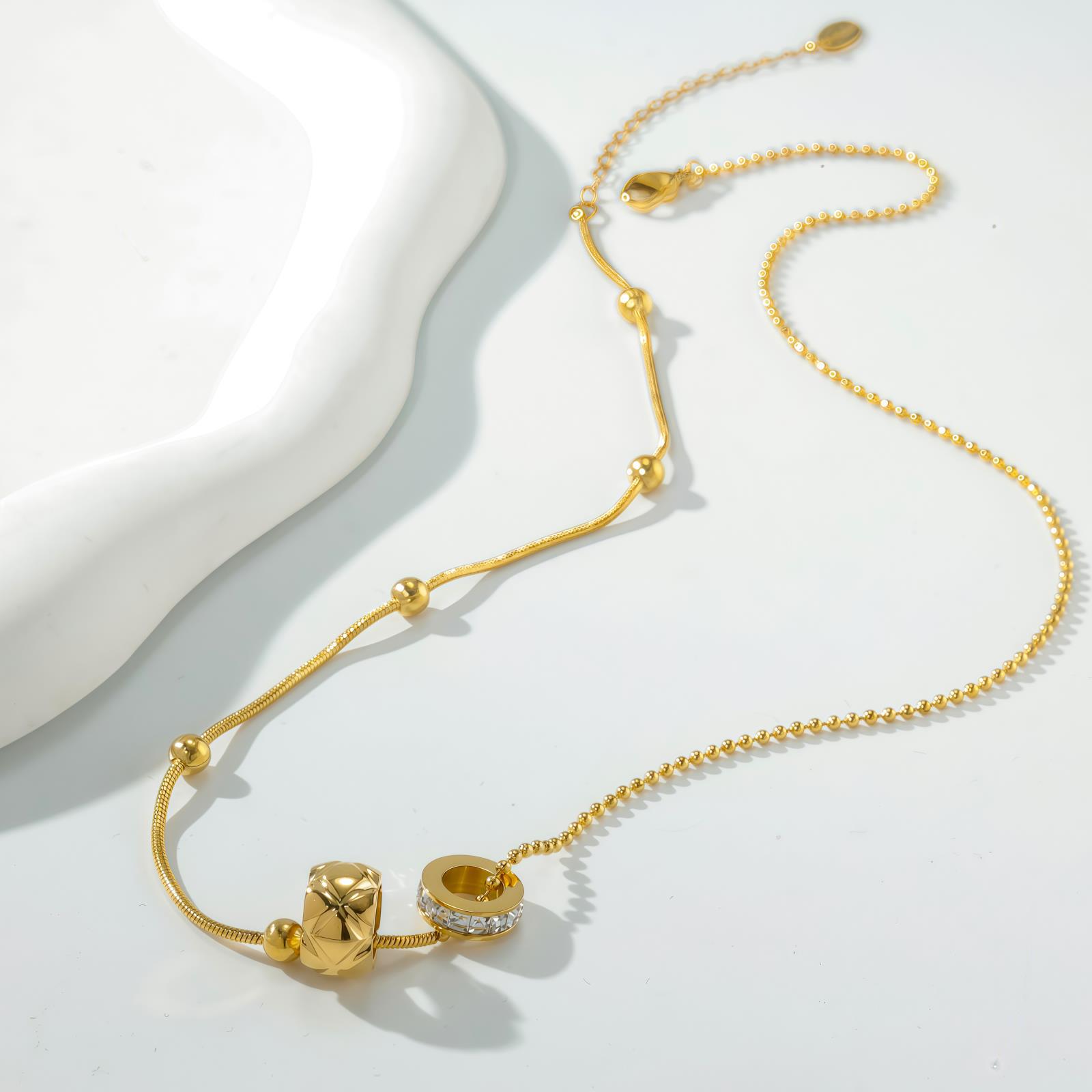 Ma Shilai Run Titanium Steel Necklace Plated 18K Gold Diamond Clavicle Chain Two-Color Niche Design Jewelry