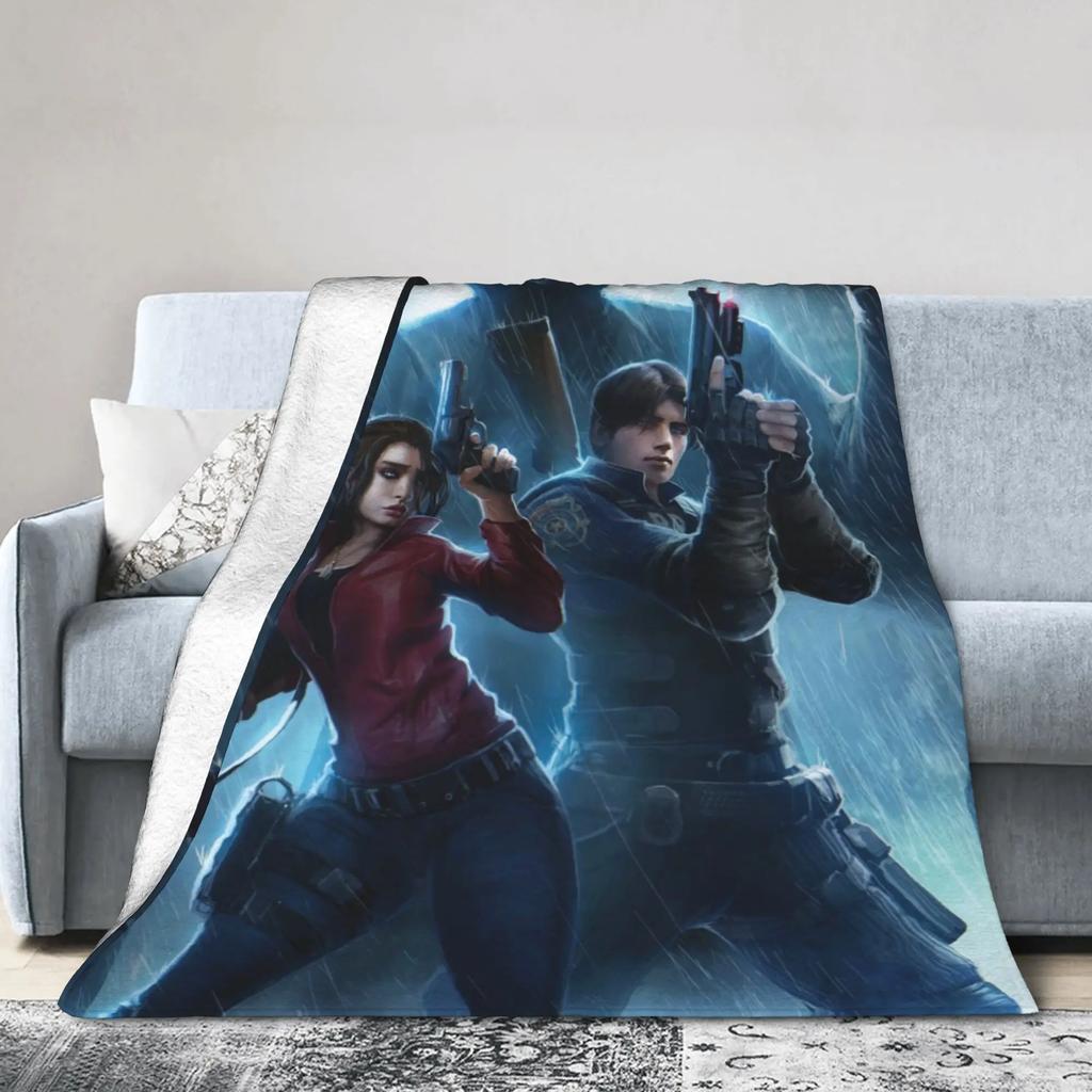 Leon S Kennedy Resident Evil Warm Soft Plush Throw Blanket for Kids and Adults Funny Flannel Bedspread for Sofa Bed Cover