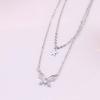 Double Layer Butterfly Flower Necklace Women Zircon Pendant Clavicle Chain Minimalist Style