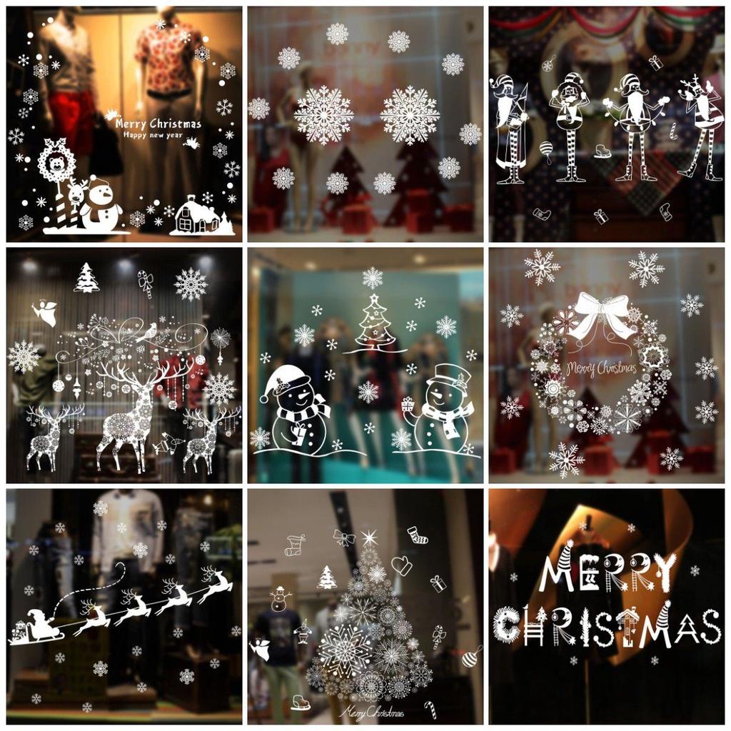 Window Christmas Stickers Xmas Santa Removable Art Decal Wall Home Decor Shop