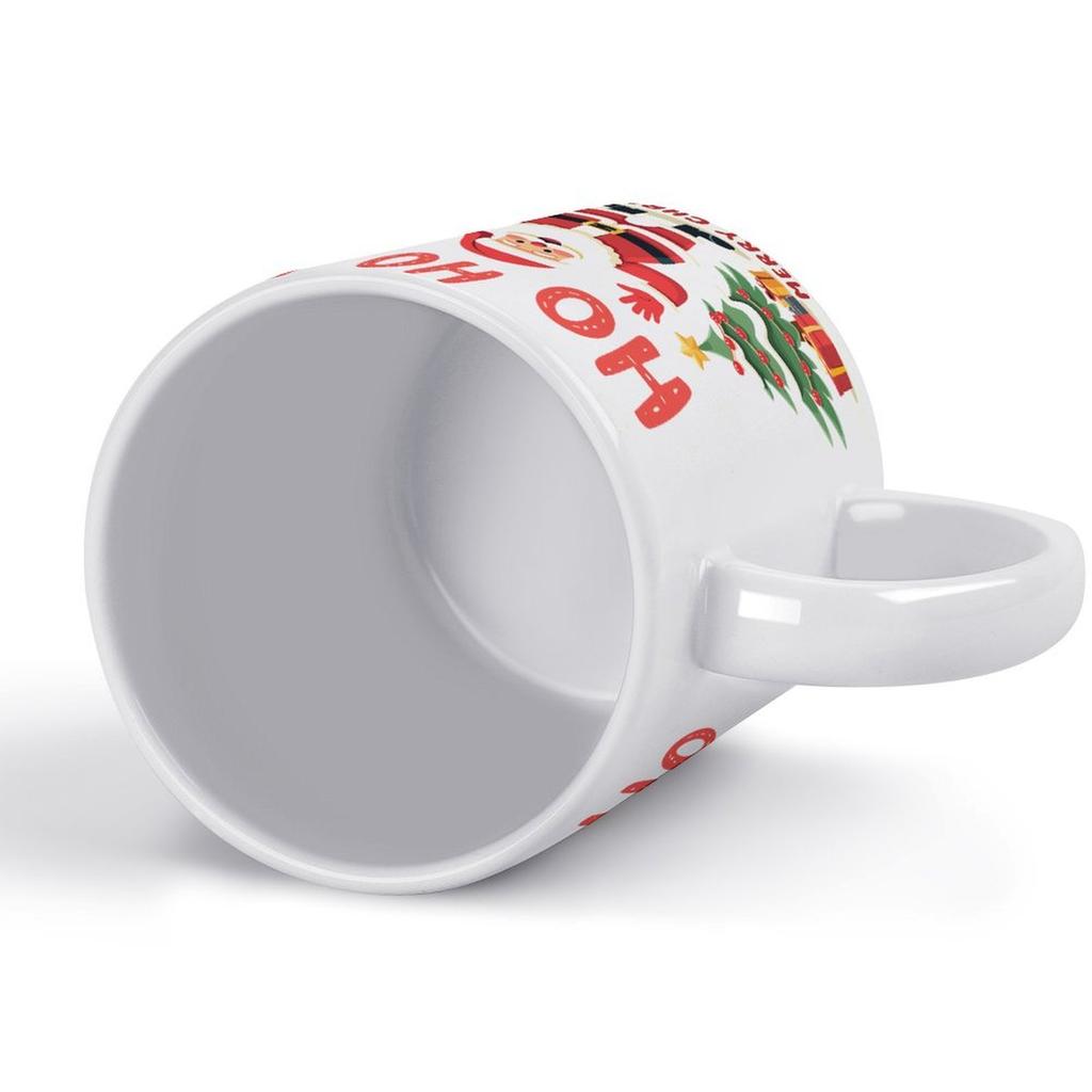 11oz White Ceramic Mug with Smooth Glossy Body and Dual-Side Print, Perfect for Hot Drinks During Work, Study or Home Relaxation